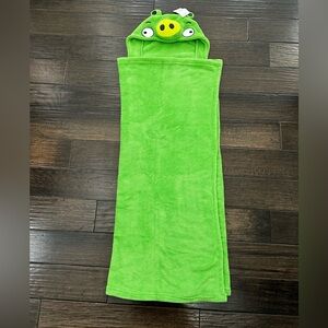 Angry Birds Kids Hooded Wrap Towel King Pig Neon Green 40 x 52 Inches Soft NEW